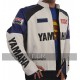 Classic White and Blue Yamaha Motorcycle Jacket